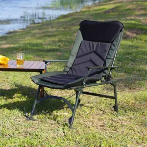 Folding Camping Chair with Adjustable Reclining Backrest, Portable Rocking Chair with Stainless Steel Frame & 600 D Oxford Fabric, Lightweight Camping Chairs for Outdoor & Indoor (Black   Green)
