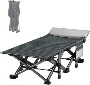 Folding Camping Cot,Camping Cot for Adults, 1200D Oxford Fabric 661lbs Load Capacity Portable Rollaway Sleeping Cot with Carry Bag