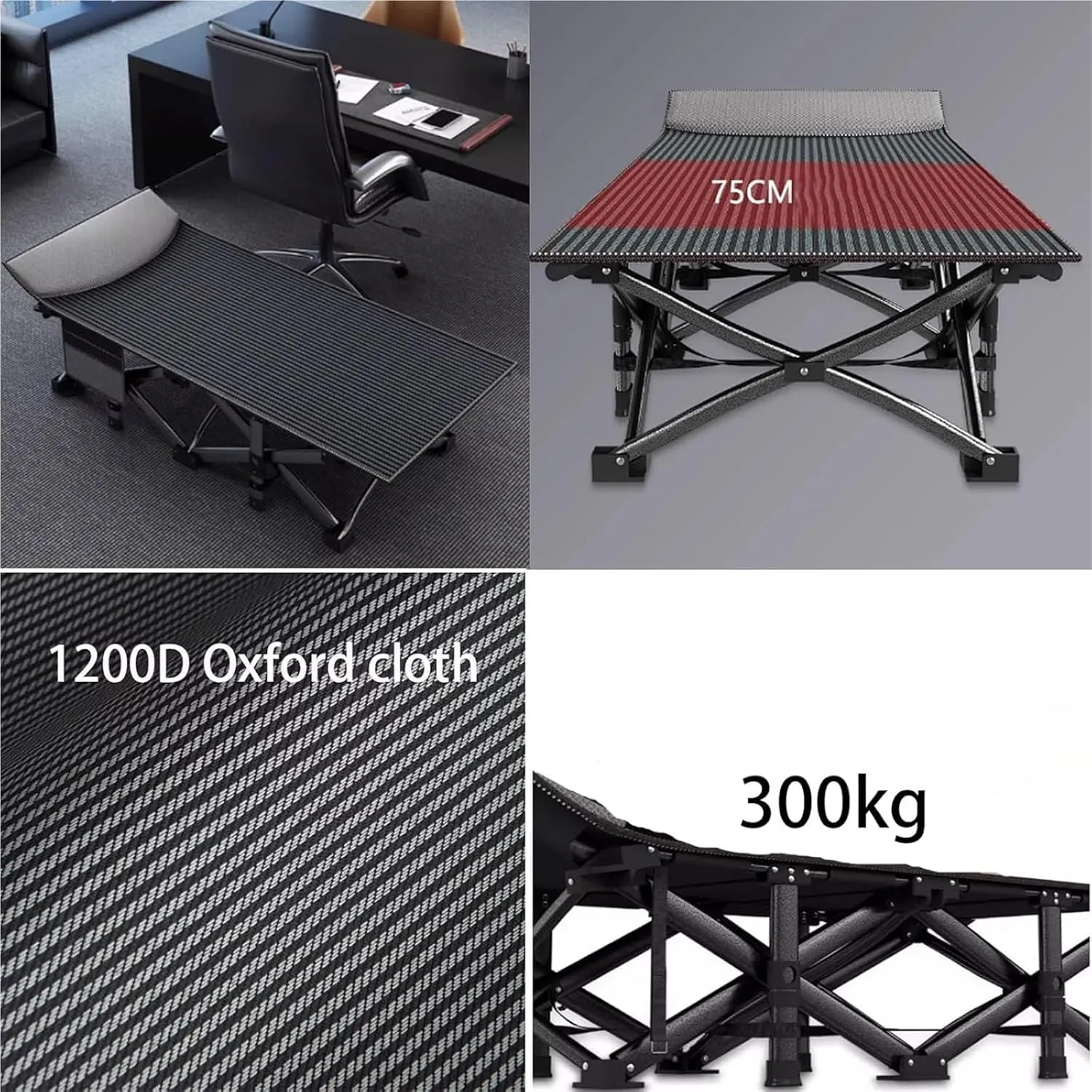 Folding Camping Cot,Camping Cot for Adults, 1200D Oxford Fabric 661lbs Load Capacity Portable Rollaway Sleeping Cot with Carry Bag