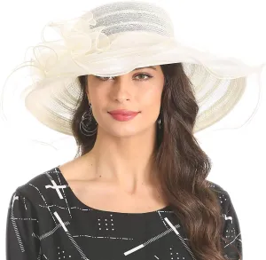 FORBUSITE Derby Church Dress Hat for Women Fascinator Bridal Tea Party Wedding Hat Wide Brim