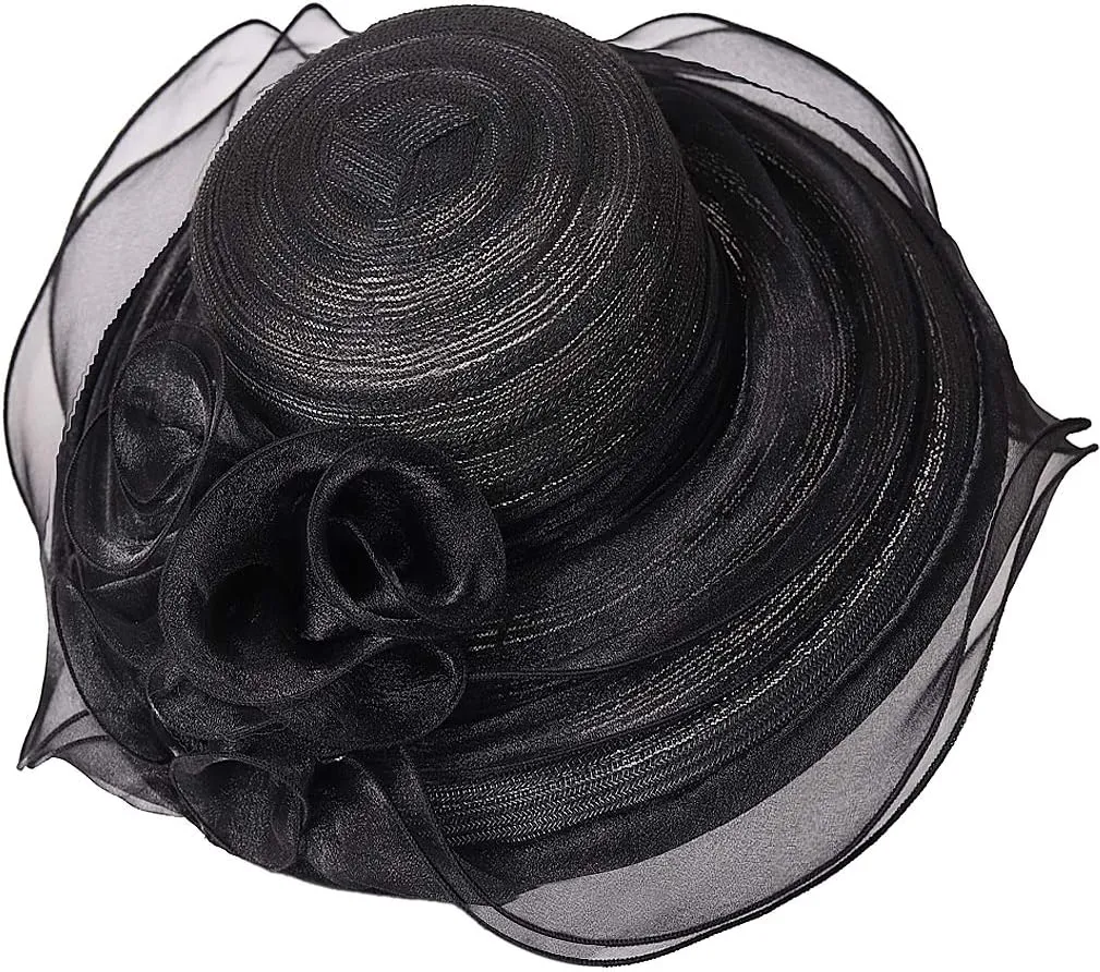 FORBUSITE Derby Church Dress Hat for Women Fascinator Bridal Tea Party Wedding Hat Wide Brim