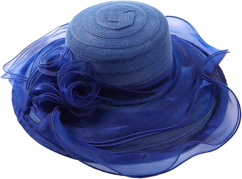 FORBUSITE Derby Church Dress Hat for Women Fascinator Bridal Tea Party Wedding Hat Wide Brim