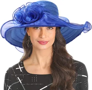 FORBUSITE Derby Church Dress Hat for Women Fascinator Bridal Tea Party Wedding Hat Wide Brim