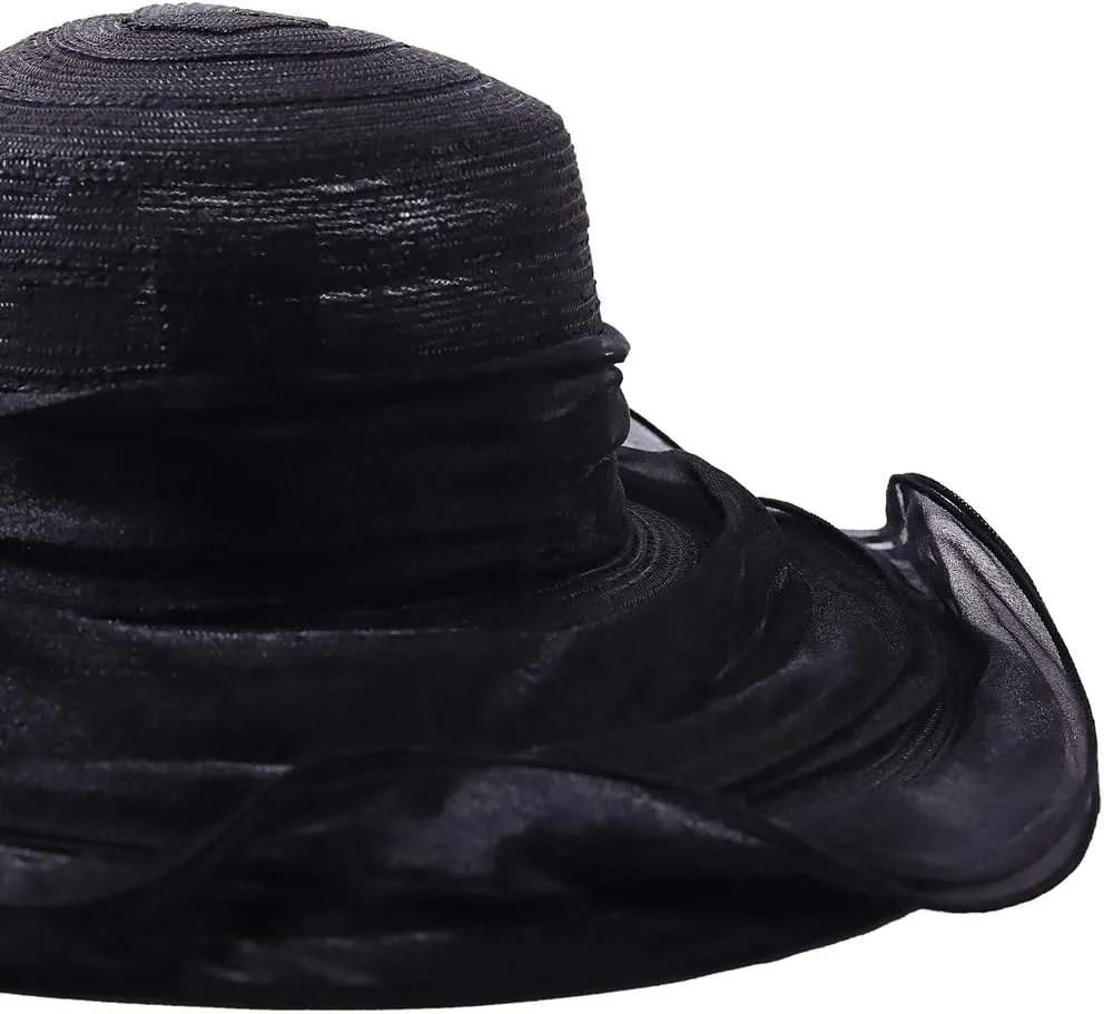FORBUSITE Derby Church Dress Hat for Women Fascinator Bridal Tea Party Wedding Hat Wide Brim