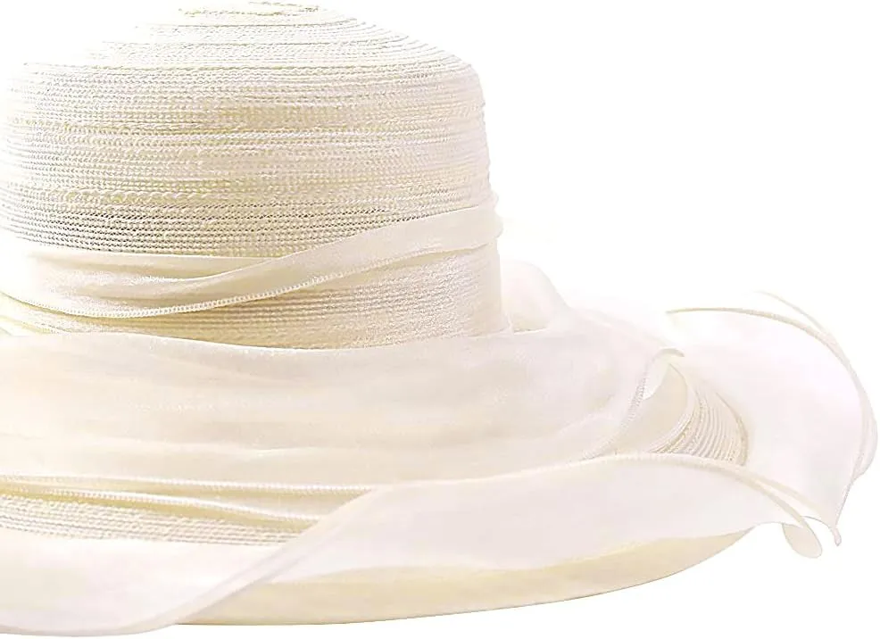FORBUSITE Derby Church Dress Hat for Women Fascinator Bridal Tea Party Wedding Hat Wide Brim