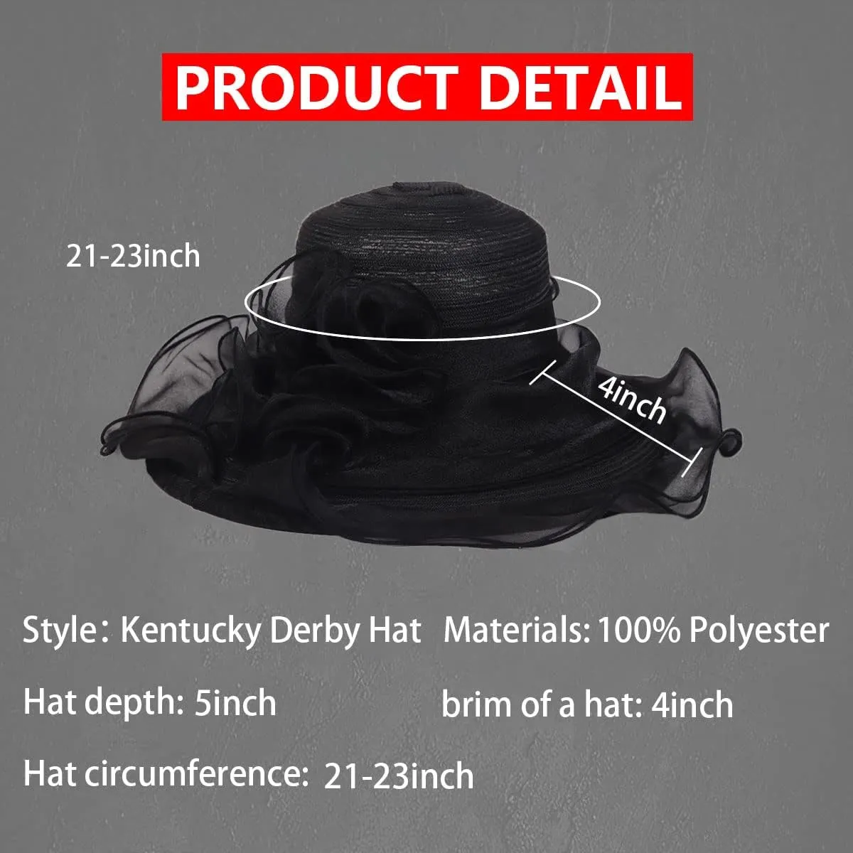 FORBUSITE Derby Church Dress Hat for Women Fascinator Bridal Tea Party Wedding Hat Wide Brim