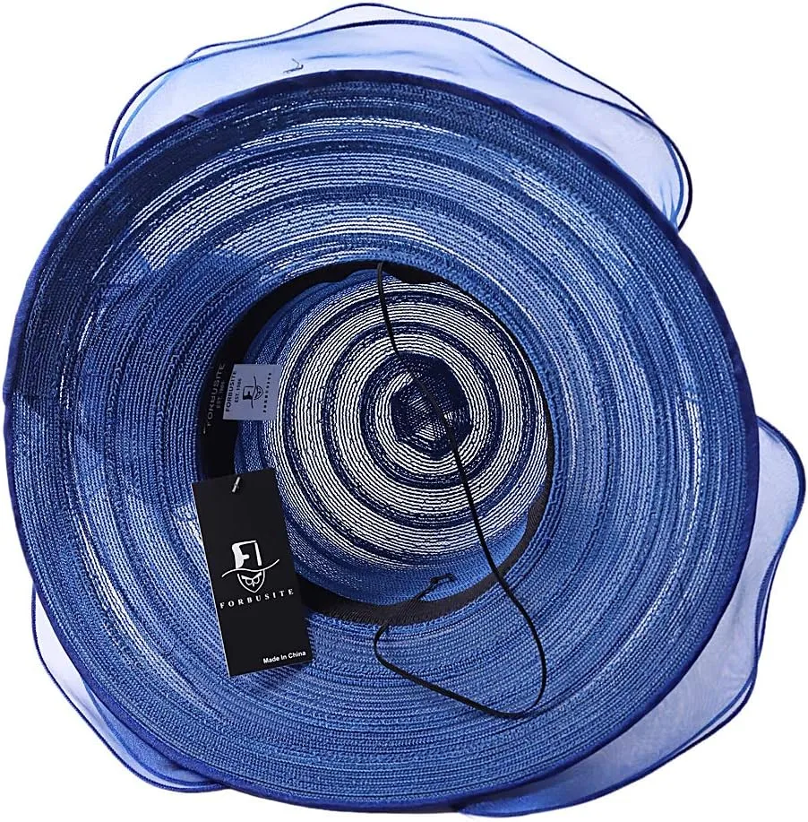 FORBUSITE Derby Church Dress Hat for Women Fascinator Bridal Tea Party Wedding Hat Wide Brim