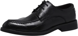Formal Shoes for Men Lace Up Brogue Embossed Derby Shoes Vegan Leather Slip Resistant Block Heel Anti-Slip Low Top Non Slip Classic
