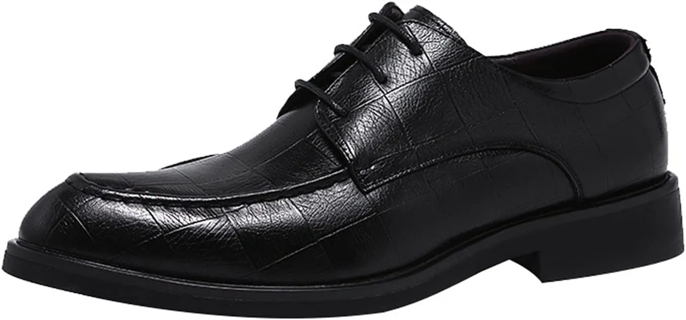 Formal Shoes for Men Lace Up Brogue Embossed Derby Shoes Vegan Leather Slip Resistant Block Heel Anti-Slip Low Top Non Slip Classic