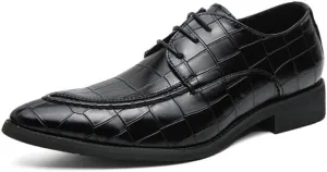Formal Shoes for Men Lace Up Plaid Apron Toe Derby Shoes Leather Non Slip Block Heel Slip Resistant Party