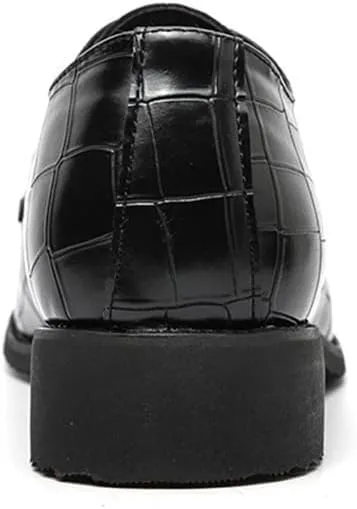 Formal Shoes for Men Lace Up Plaid Apron Toe Derby Shoes Leather Non Slip Block Heel Slip Resistant Party