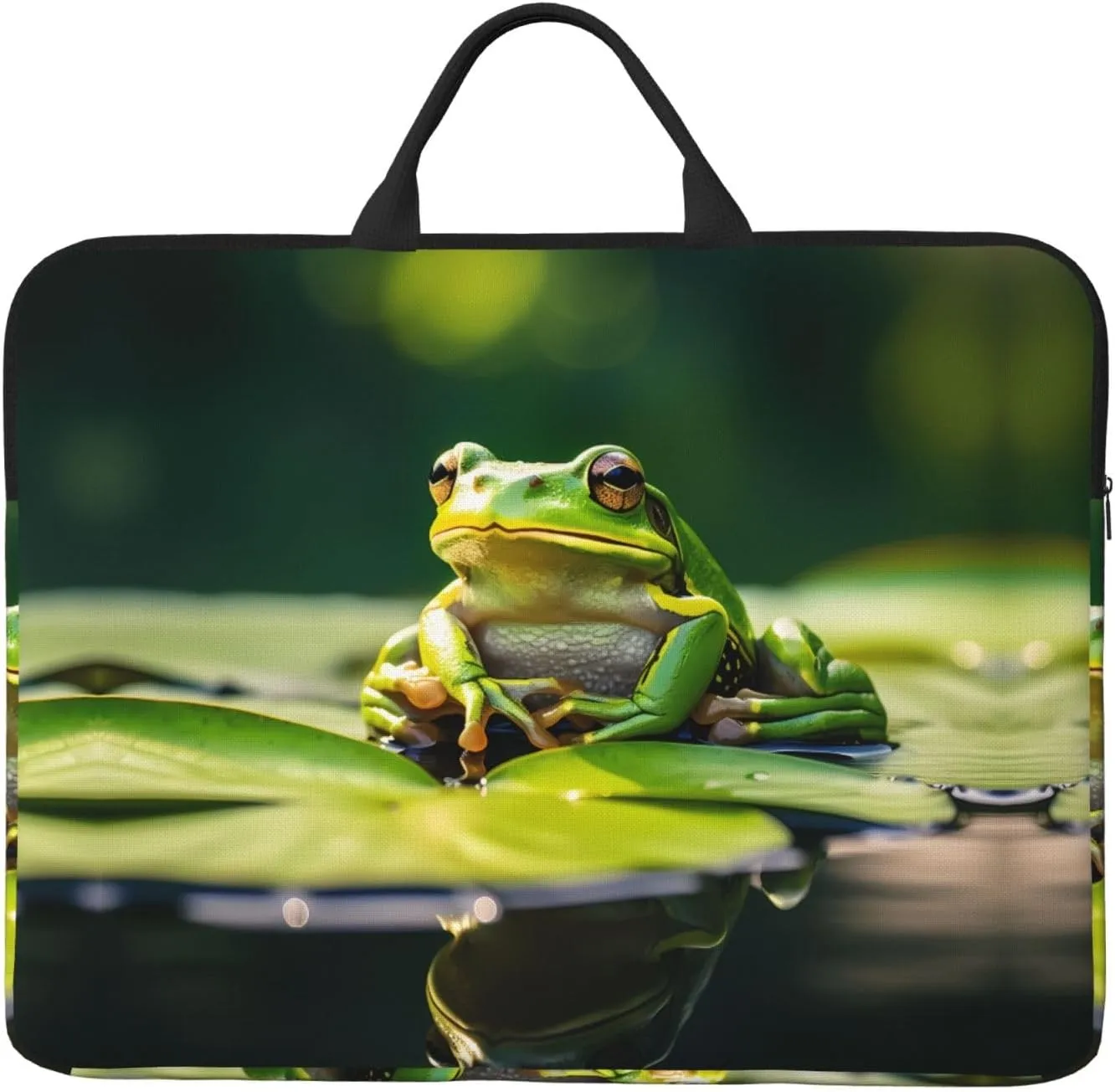 Frogs Patterned Laptop Sleeve (16.5x12.2 inches), Anti-Collision Protective Shell, Portable Handheld Design