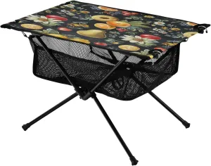Fruits and Flowers Portable Folding Camping Table, Compact Lightweight Beach Table with Carrying Bag for Outdoor Picnics, BBQs, Camp