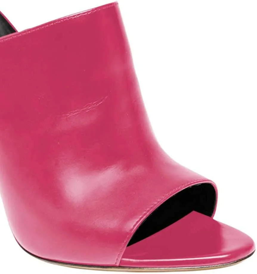 FSJ Wome Open Peep Toe Mule Sandals Wide Strap Slide Slippers Stiletto High Heels Slip on Backless Summer Casual Shoes 4-15 M US