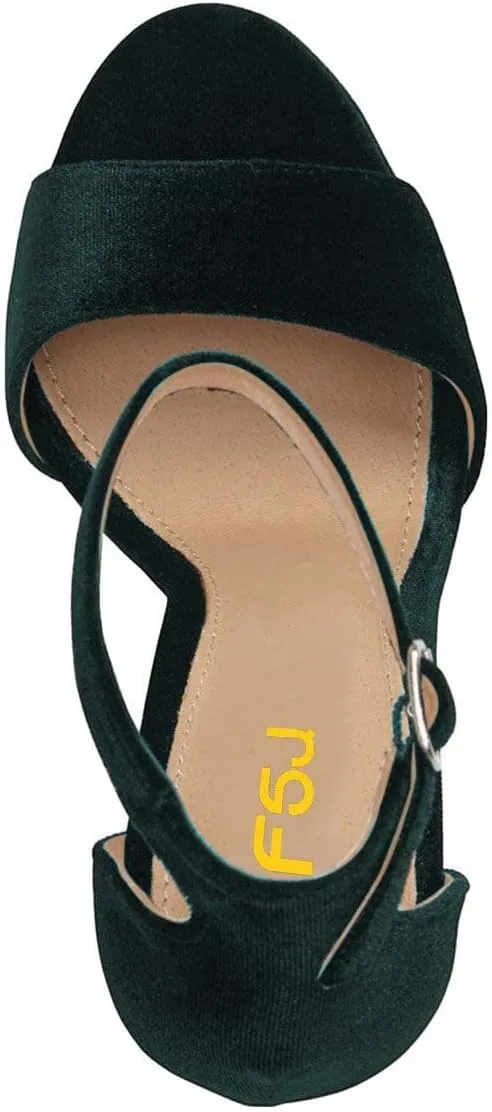 FSJ Women Sexy Ankle Strap Platform Sandal Chunky High Heel Open Toe Summer Shoe Size 4-15 M US