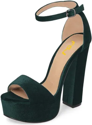 FSJ Women Sexy Ankle Strap Platform Sandal Chunky High Heel Open Toe Summer Shoe Size 4-15 M US