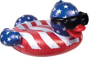 GAME 51418-BB Derby Duck Stars & Stripes, Large, Holds Up to 250 Pounds Pool Float, Multi