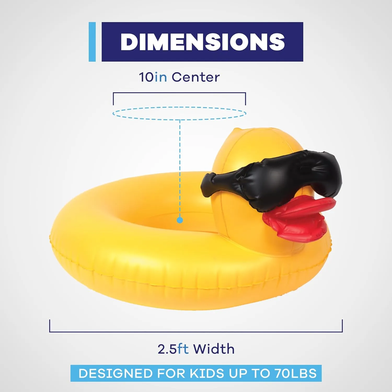 GAME 51817-BB Derby Duck Childs Ring 3 Pack - Small Inflatable Float, Summer Pool & Beach Swim Floaties for Kids Ages 3  Up to 70 lbs., Water Fun Accessories, 2’ Long x 2.5’ Wide with 10” Center