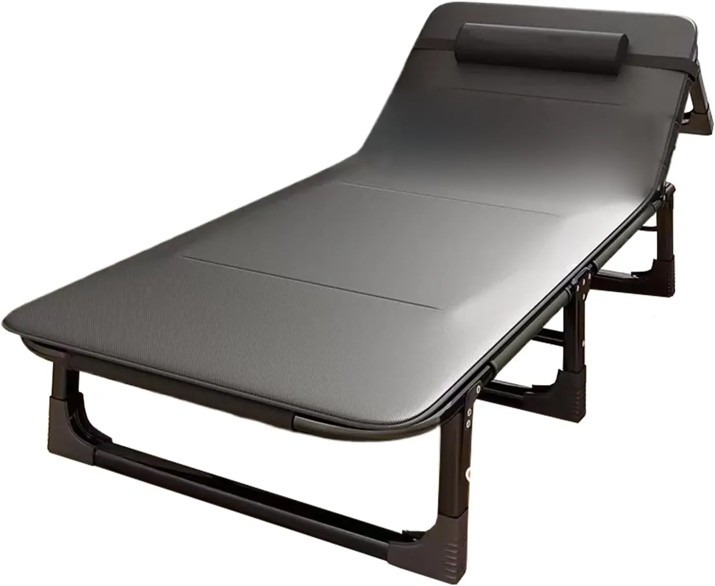 Generic Foldable Bed with Mattress 4 Positions Adjustable Reclining Folding Camping Cot Sleeping Bed Outdoor Portable Chaise Lounge Chair with Antis Slip Mat(Black,170 * 56 * 28cm)