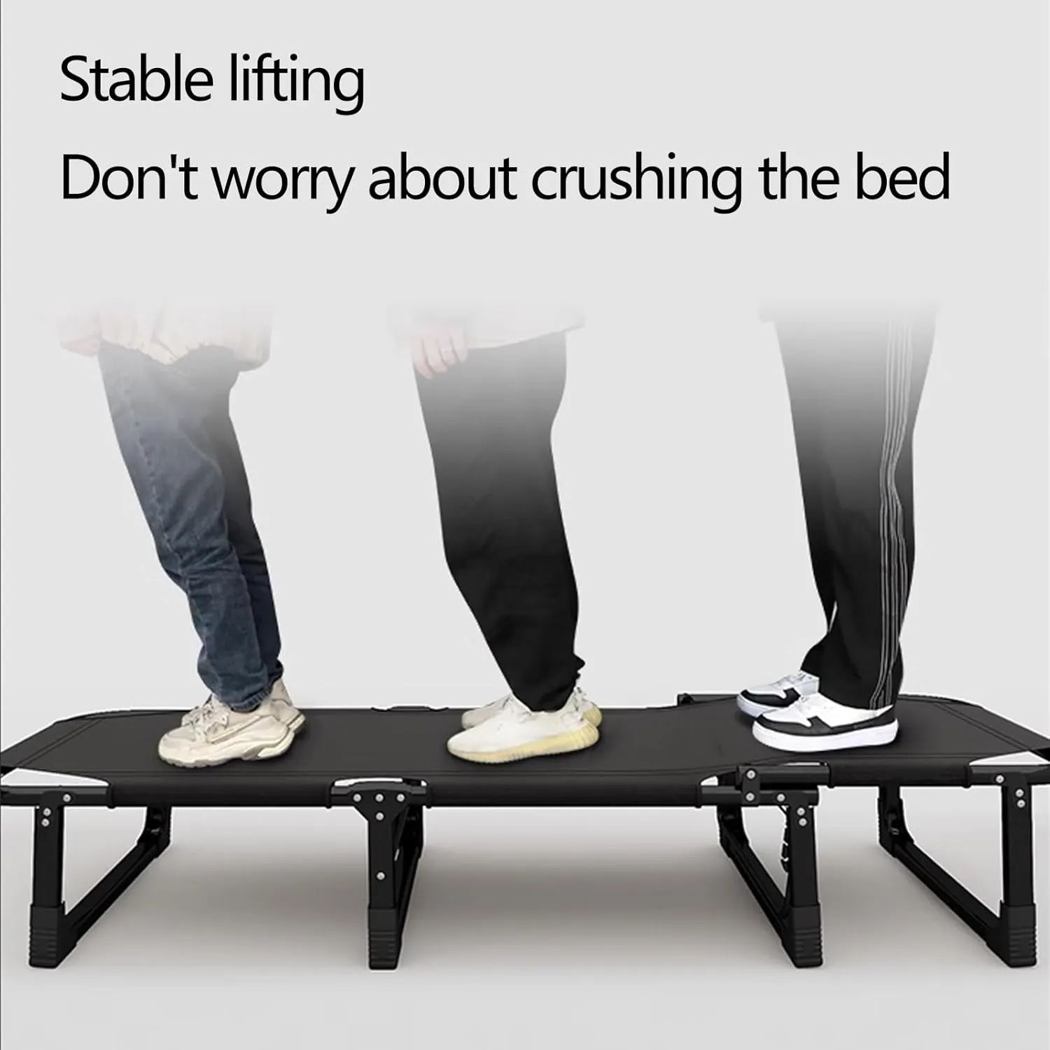 Generic Foldable Bed with Mattress 4 Positions Adjustable Reclining Folding Camping Cot Sleeping Bed Outdoor Portable Chaise Lounge Chair with Antis Slip Mat(Black,170 * 56 * 28cm)