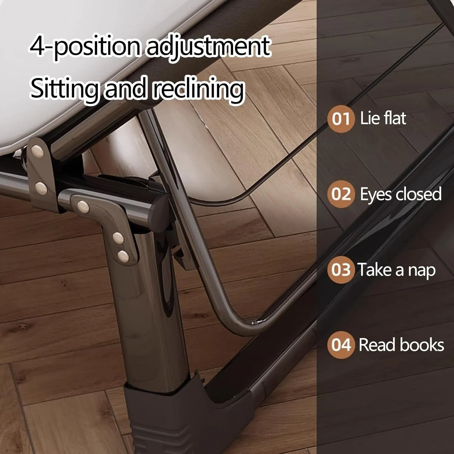 Generic Foldable Bed with Mattress 4 Positions Adjustable Reclining Folding Camping Cot Sleeping Bed Outdoor Portable Chaise Lounge Chair with Antis Slip Mat(Black,170 * 56 * 28cm)