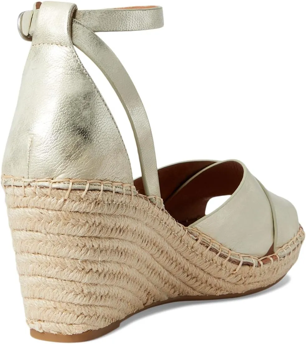 Gentle Souls by Kenneth Cole Women's Charli X Band Buckle Heeled Sandal Espadrille Wedge