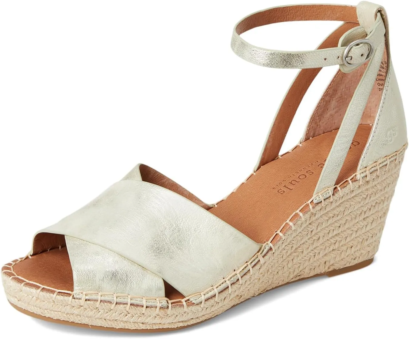Gentle Souls by Kenneth Cole Women's Charli X Band Buckle Heeled Sandal Espadrille Wedge