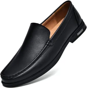 Genuine Leather Men Loafers Slip on Business Casual Leather Shoes Classic Soft Moccasins Breathable Men Flats Soft Driving Shoes