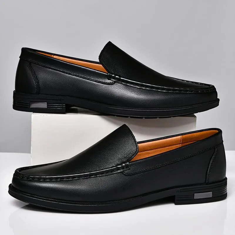 Genuine Leather Men Loafers Slip on Business Casual Leather Shoes Classic Soft Moccasins Breathable Men Flats Soft Driving Shoes