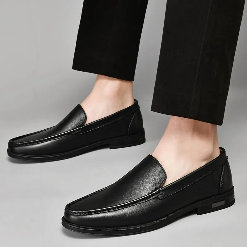 Genuine Leather Men Loafers Slip on Business Casual Leather Shoes Classic Soft Moccasins Breathable Men Flats Soft Driving Shoes