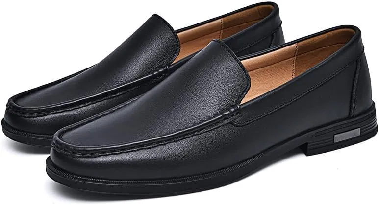 Genuine Leather Men Loafers Slip on Business Casual Leather Shoes Classic Soft Moccasins Breathable Men Flats Soft Driving Shoes