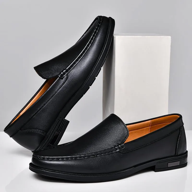 Genuine Leather Men Loafers Slip on Business Casual Leather Shoes Classic Soft Moccasins Breathable Men Flats Soft Driving Shoes