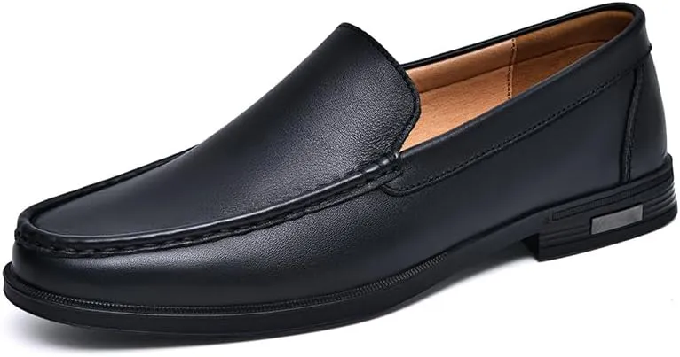 Genuine Leather Men Loafers Slip on Business Casual Leather Shoes Classic Soft Moccasins Breathable Men Flats Soft Driving Shoes