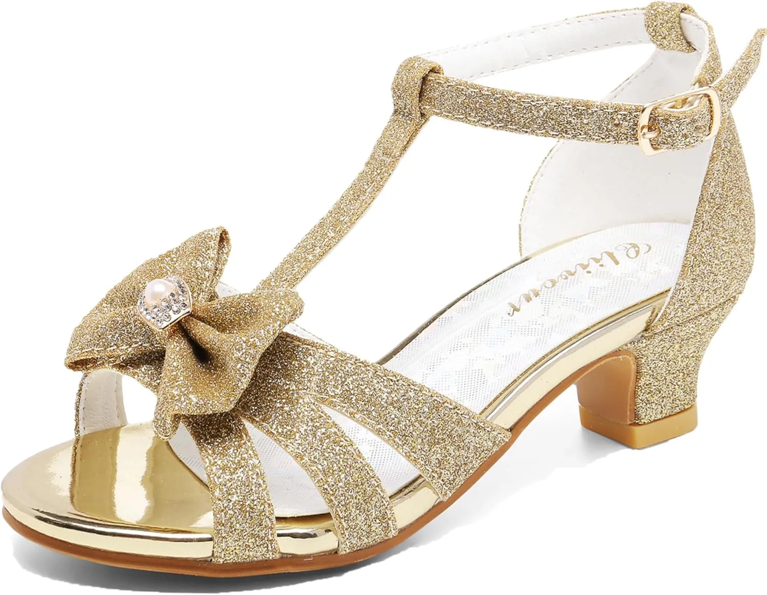 Girls High Heels Dress Pump Sandals Glitter Wedding Flower Party Princess Shoes for Kids Toddler