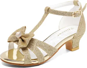 Girls High Heels Dress Pump Sandals Glitter Wedding Flower Party Princess Shoes for Kids Toddler