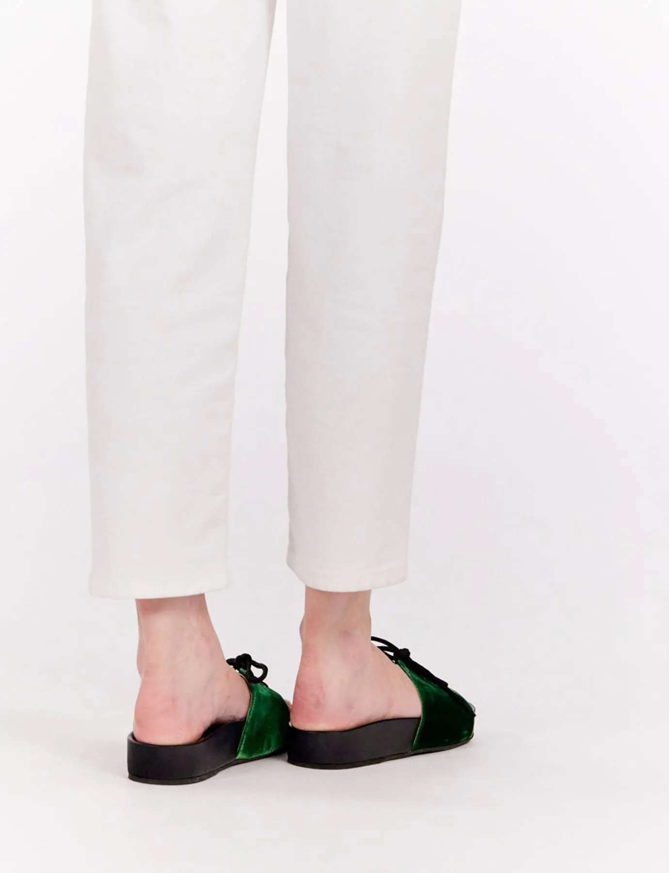 Green lace-up mule