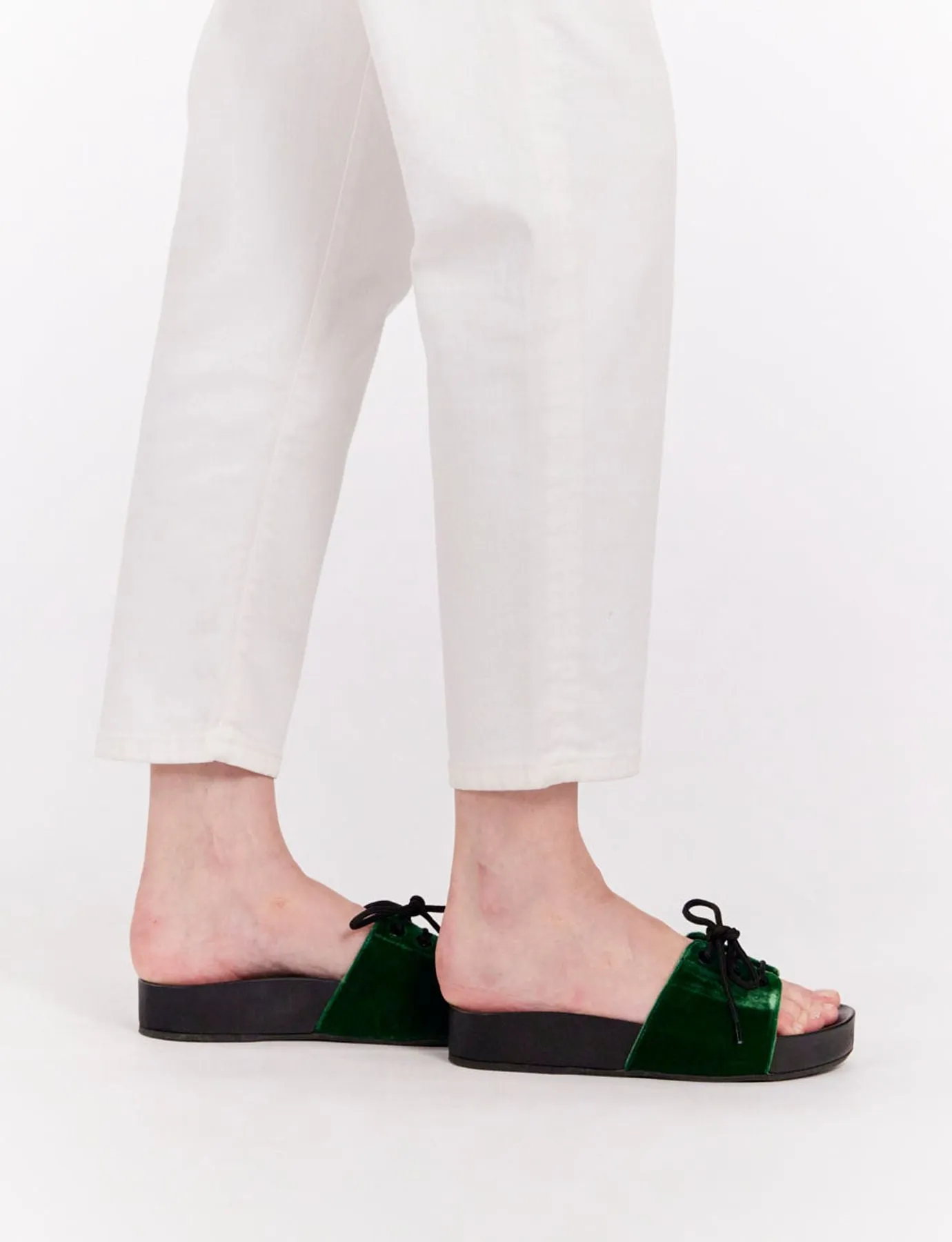 Green lace-up mule
