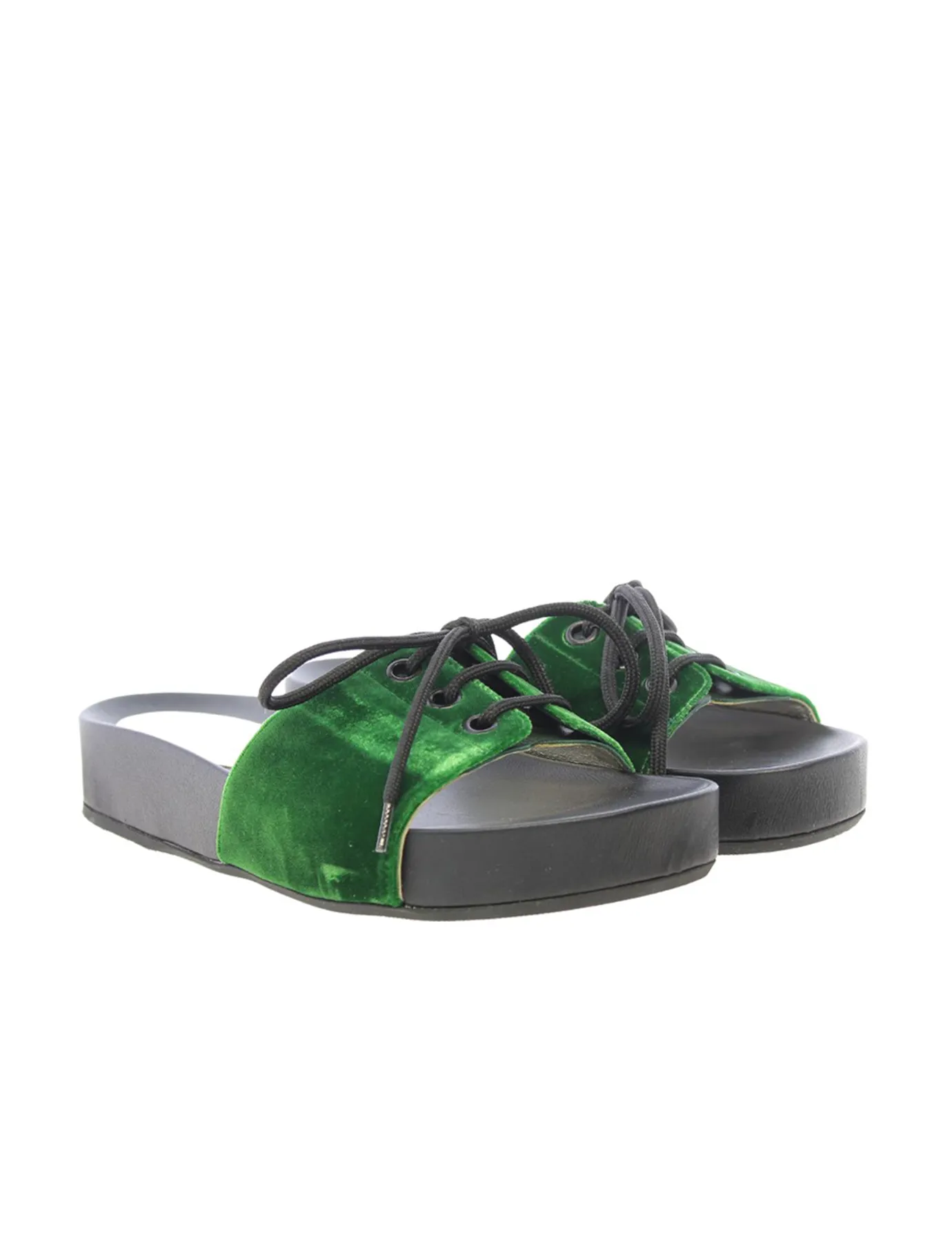 Green lace-up mule