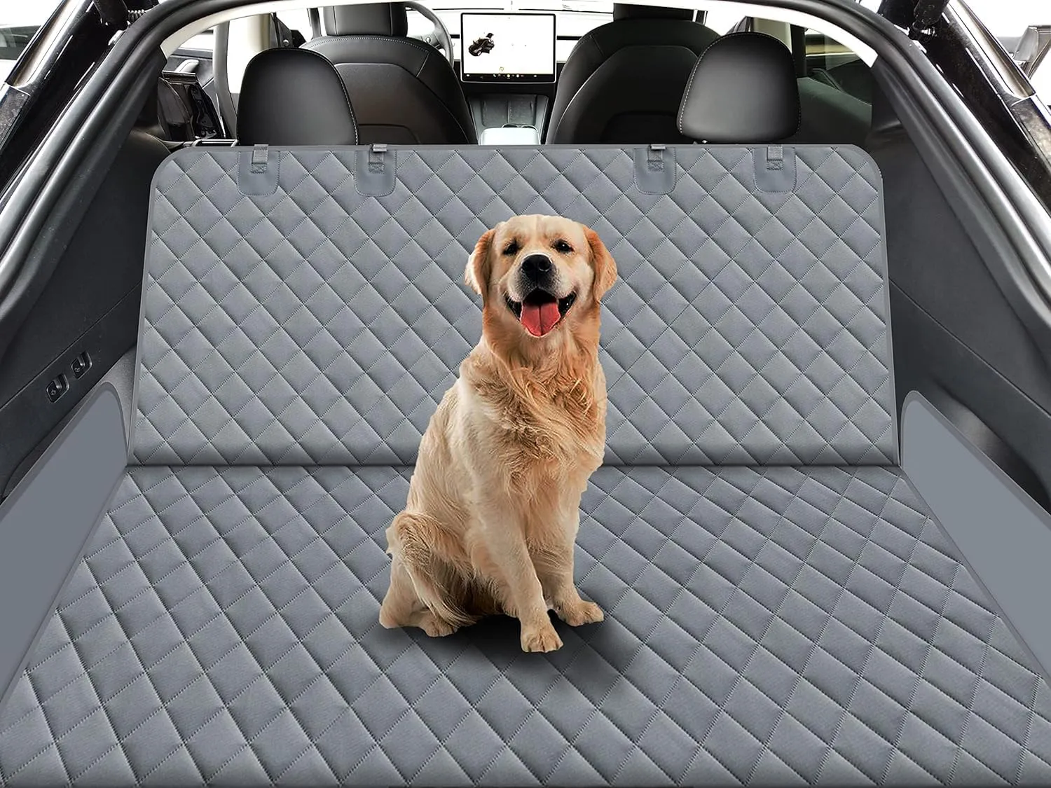 GXT Dog Back Seat Cover Protector for Cars SUV and Trucks with Mesh Window, Scratchproof Nonslip and Waterproof Material(Grey)