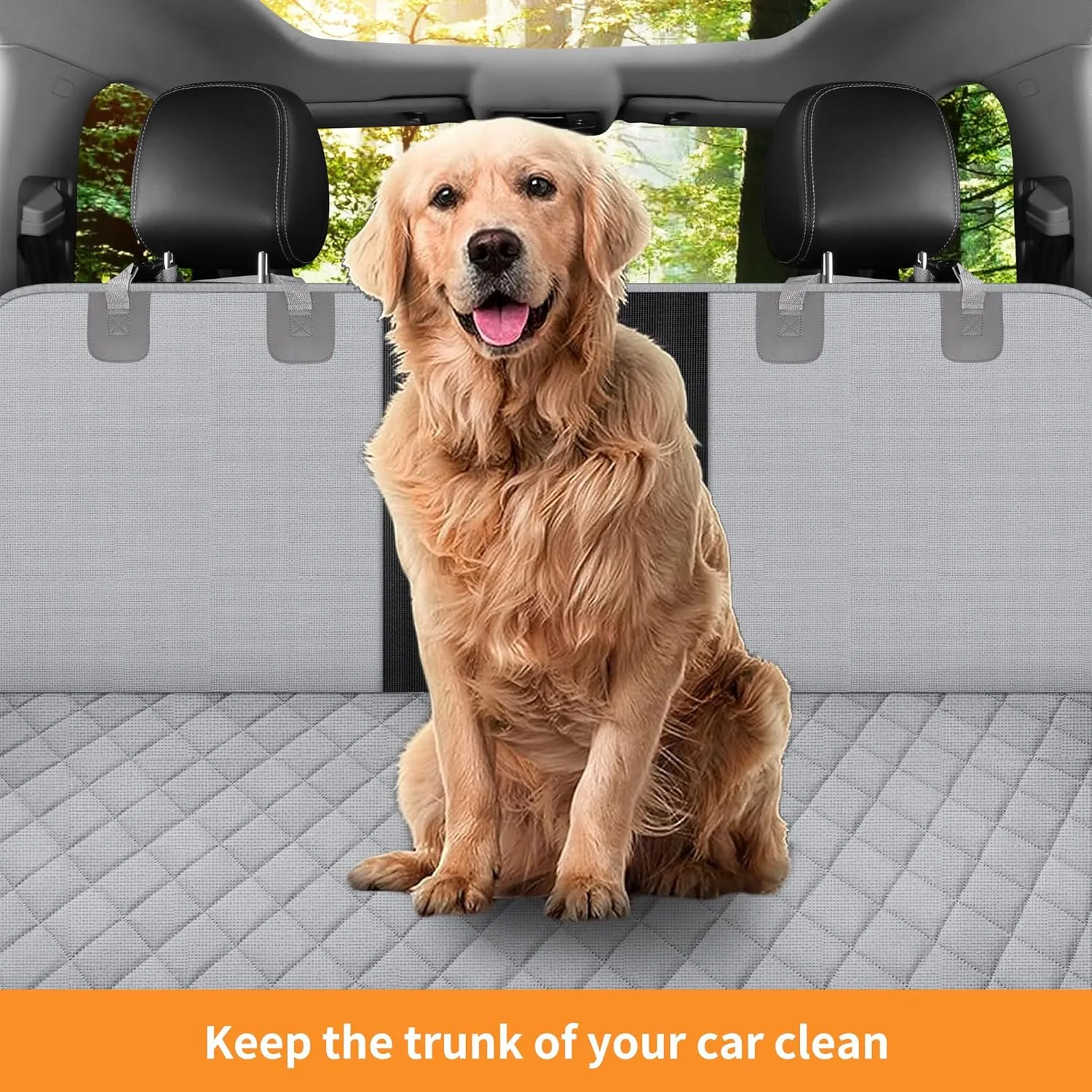 GXT Dog Back Seat Cover Protector for Cars SUV and Trucks with Mesh Window, Scratchproof Nonslip and Waterproof Material(Grey)