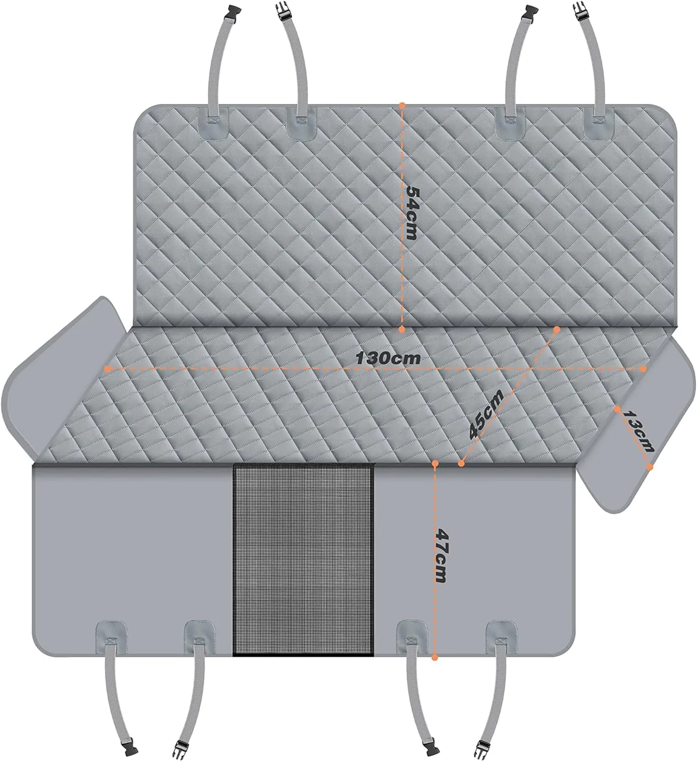 GXT Dog Back Seat Cover Protector for Cars SUV and Trucks with Mesh Window, Scratchproof Nonslip and Waterproof Material(Grey)