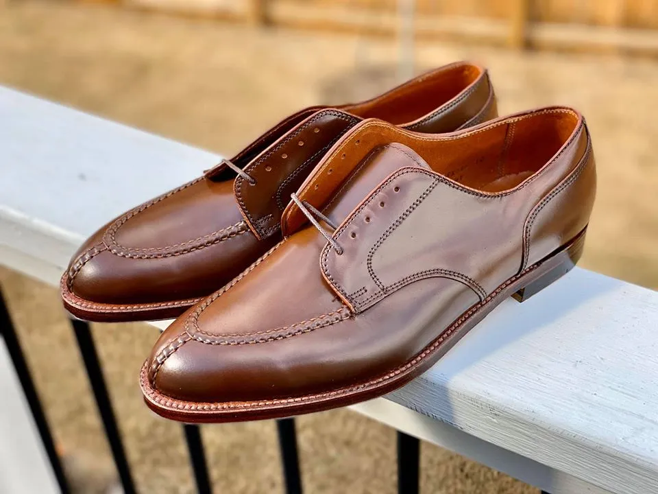 Handmade Brown Leather Derby Dress Shoes for Men