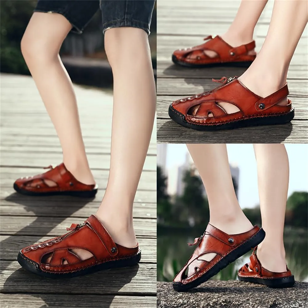 Handmade Men's Sport Sandals Outdoor Hiking Sandals Closed Toe Leather Athletic Lightweight Trail Casual Sandals