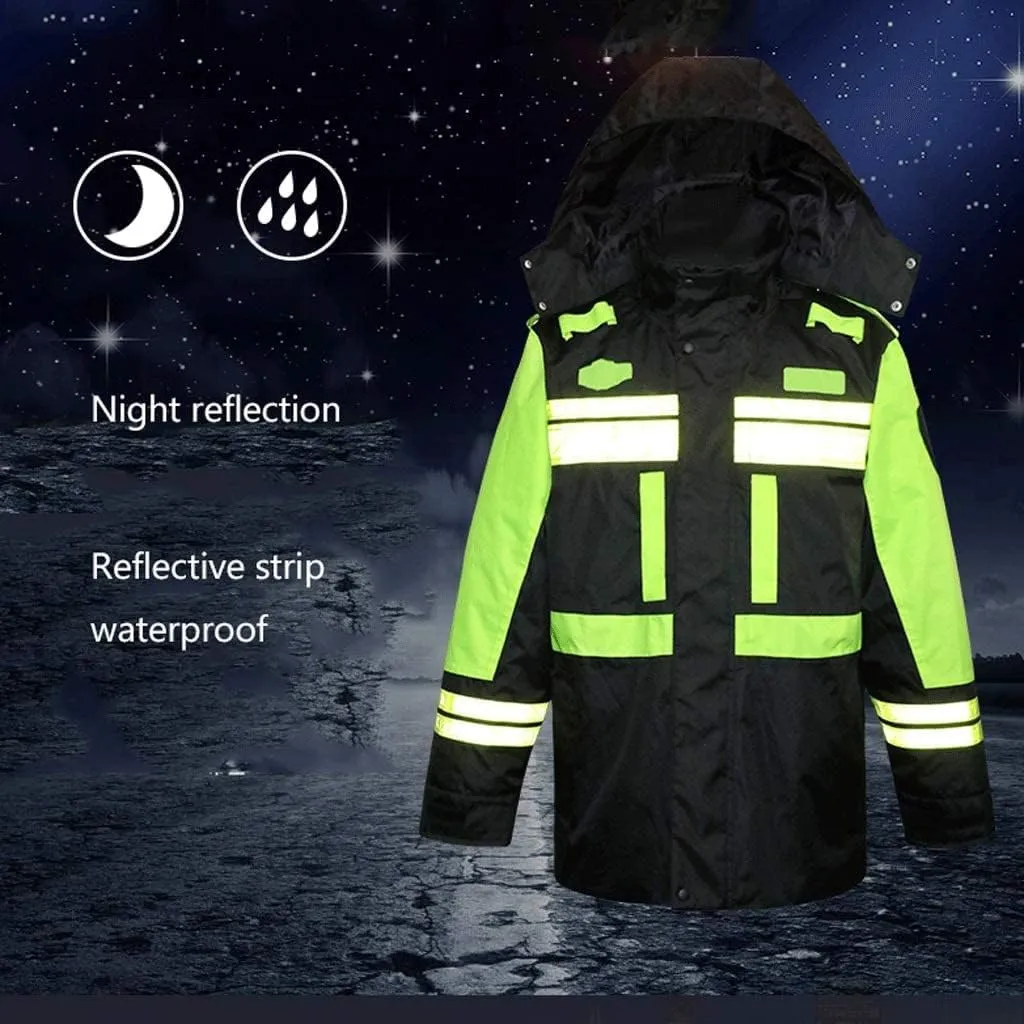 Hi Vis Vests, Waterproof Reflective Suit, Jacket Rainproof High Visibility Detachable Inner Reflective Safety Vest