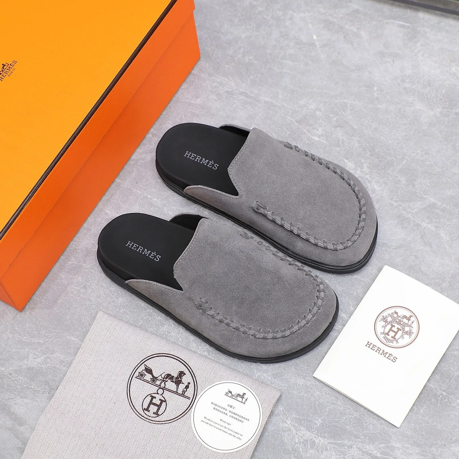 HM 25 Johan Mule Grey Suede