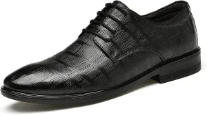 HOOENG Dress Oxford for Men Lace Up Plaid Black Burnished Toe Derby Shoes Leather Low Top Block Heel Non Slip Resistant Anti-Slip Wedding (Color : Black, Size : 10)