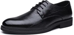 HOOENG Dress Shoes for Men Lace Up Plaid Round Toe Derby Shoes Leather Block Heel Anti-Slip Slip Resistant Rubber Sole Low Top Business (Color : Black, Size : 9)
