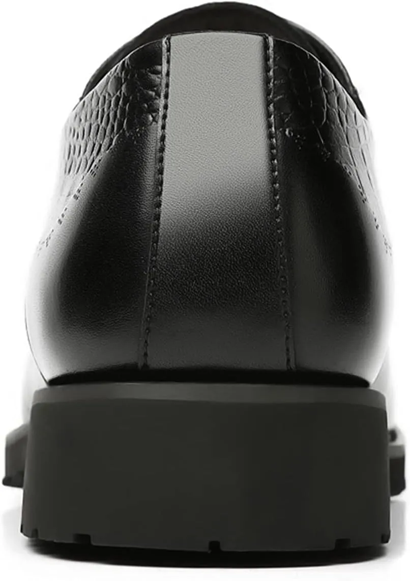 HOOENG Formal Dress Shoes for Men Lace Up Crocodile Embossed Derby Shoes Brogues Burnish Round Toe Vegan Leather Anti-Slip Low Top Slip Resistant Business
