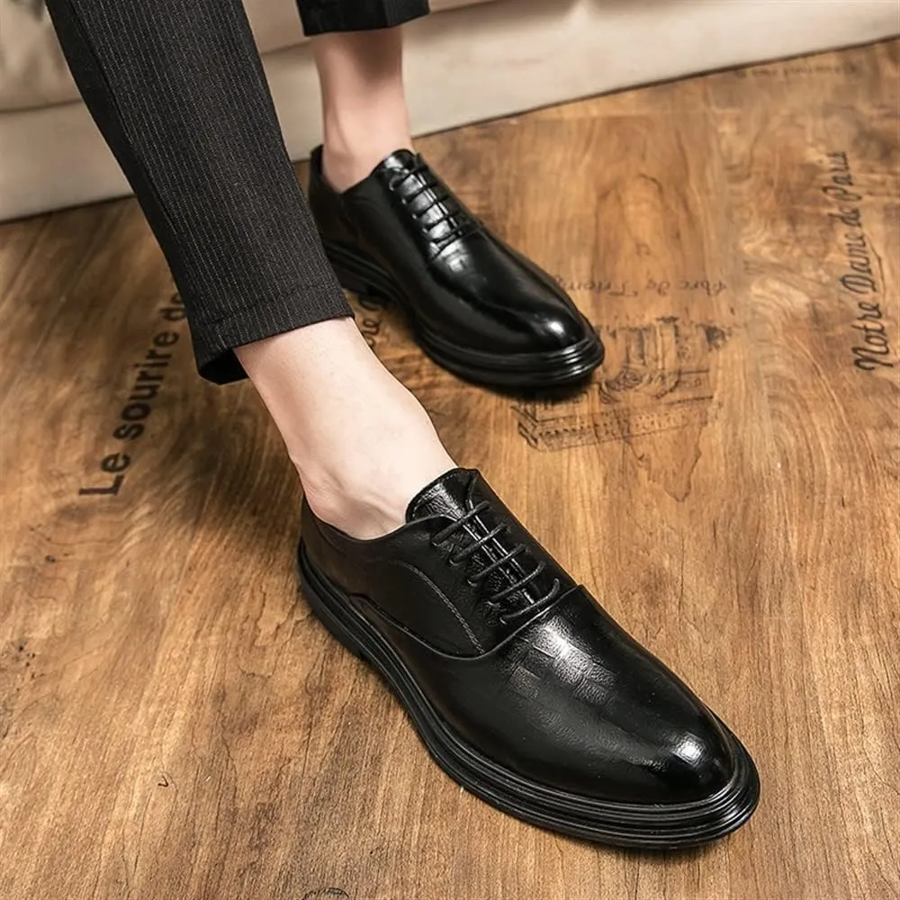 HOOENG Formal Shoes Dress Oxford for Men Lace Up Plaid Burnished Toe Derby Shoes Anti-Slip Rubber Sole Slip Resistant Block Heel Business