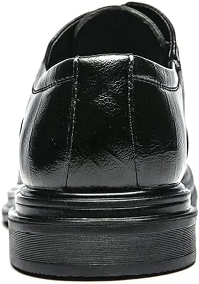 HOOENG Formal Shoes Dress Oxford for Men Lace Up Plaid Burnished Toe Derby Shoes Anti-Slip Rubber Sole Slip Resistant Block Heel Business
